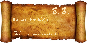 Beron Bogdán névjegykártya